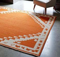 Handknotted Wool Area Terracotta Rug